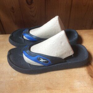 Reebok Black & Blue Thong Flip Flop Unisex Sandals Mens 8/Women 10